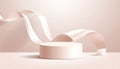 Cylinder podium background ribbons. Product presentation, mock up, clean product Royalty Free Stock Photo