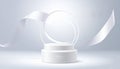 Cylinder podium background ribbons. Product presentation, mock up, clean product Royalty Free Stock Photo