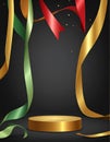 Cylinder podium background ribbons. Product presentation, mock up, clean product Royalty Free Stock Photo