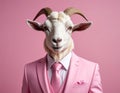 The Goat Who Wears A Pink Suit Royalty Free Stock Photo
