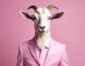 The Goat Who Wears A Pink Suit Royalty Free Stock Photo