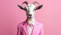 The Goat Who Wears A Pink Suit Royalty Free Stock Photo