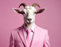 The Goat Who Wears A Pink Suit Royalty Free Stock Photo
