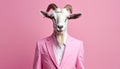 The Goat Who Wears A Pink Suit Royalty Free Stock Photo