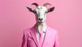 The Goat Who Wears A Pink Suit Royalty Free Stock Photo