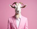 The Goat Who Wears A Pink Suit Royalty Free Stock Photo