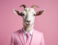 The Goat Who Wears A Pink Suit Royalty Free Stock Photo