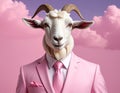 The Goat Who Wears A Pink Suit Royalty Free Stock Photo