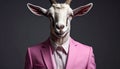 The Goat Who Wears A Pink Suit Royalty Free Stock Photo
