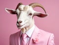 The Goat Who Wears A Pink Suit Royalty Free Stock Photo