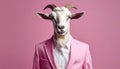 The Goat Who Wears A Pink Suit Royalty Free Stock Photo