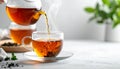 Close-Up of Tea Pouring into Glass Cup with Steam Royalty Free Stock Photo