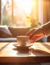 Morning Sunlight and Coffee in a Cozy Living Room Royalty Free Stock Photo