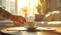 Morning Sunlight and Coffee in a Cozy Living Room Royalty Free Stock Photo