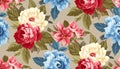 Seamless pattern with Chintz flowers and leaves. Vector Royalty Free Stock Photo