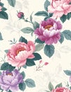 Seamless pattern with Chintz flowers and leaves. Vector Royalty Free Stock Photo