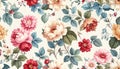 Seamless pattern with Chintz flowers and leaves. Vector Royalty Free Stock Photo