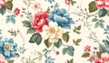 Seamless pattern with Chintz flowers and leaves. Vector Royalty Free Stock Photo