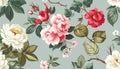 Seamless pattern with Chintz flowers and leaves. Vector Royalty Free Stock Photo