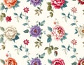 Seamless pattern with Chintz flowers and leaves. Vector Royalty Free Stock Photo
