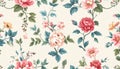 Seamless pattern with Chintz flowers and leaves. Vector Royalty Free Stock Photo