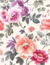 Seamless pattern with Chintz flowers and leaves. Vector Royalty Free Stock Photo