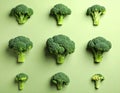 Fresh tasty broccoli on color background, flat lay Royalty Free Stock Photo