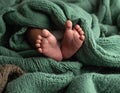 baby legs on green wool blanket Royalty Free Stock Photo