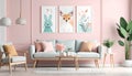 Wall art decor animal illustrated with pastel colour printable Royalty Free Stock Photo