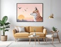 Wall art decor animal illustrated with pastel colour printable Royalty Free Stock Photo