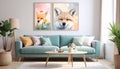 Wall art decor animal illustrated with pastel colour printable Royalty Free Stock Photo