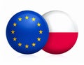 Polish and European Flag Ball - Split Flags of Poland and the EU Royalty Free Stock Photo