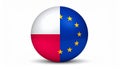 Polish and European Flag Ball - Split Flags of Poland and the EU Royalty Free Stock Photo