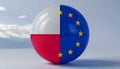 Polish and European Flag Ball - Split Flags of Poland and the EU Royalty Free Stock Photo