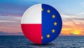 Polish and European Flag Ball - Split Flags of Poland and the EU Royalty Free Stock Photo
