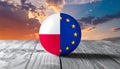 Polish and European Flag Ball - Split Flags of Poland and the EU Royalty Free Stock Photo
