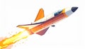Stylized Rocket Jet Launching with Fiery Exhaust Royalty Free Stock Photo