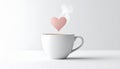 Love in a Cup: Steaming Coffee with a Pink Heart Royalty Free Stock Photo