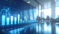 Generated image Close-up of finance dashboard with bar charts and numbers, blurred corporate background, modern lighting Royalty Free Stock Photo