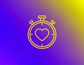 Timer line icon. Halftone pattern. Time management sign. Stopwatch with heart symbol. Royalty Free Stock Photo