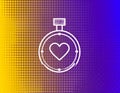 Timer line icon. Halftone pattern. Time management sign. Stopwatch with heart symbol. Royalty Free Stock Photo