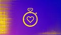 Timer line icon. Halftone pattern. Time management sign. Stopwatch with heart symbol. Royalty Free Stock Photo