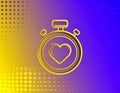 Timer line icon. Halftone pattern. Time management sign. Stopwatch with heart symbol. Royalty Free Stock Photo