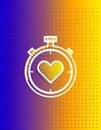 Timer line icon. Halftone pattern. Time management sign. Stopwatch with heart symbol. Royalty Free Stock Photo