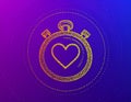 Timer line icon. Halftone pattern. Time management sign. Stopwatch with heart symbol. Royalty Free Stock Photo