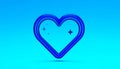 Blue line Heart icon isolated on blue background. Happy Saint Patrick day. Vector Royalty Free Stock Photo