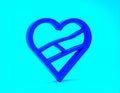 Blue line Heart icon isolated on blue background. Happy Saint Patrick day. Vector Royalty Free Stock Photo