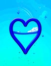 Blue line Heart icon isolated on blue background. Happy Saint Patrick day. Vector Royalty Free Stock Photo