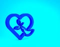 Blue line Heart icon isolated on blue background. Happy Saint Patrick day. Vector Royalty Free Stock Photo