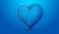 Blue line Heart icon isolated on blue background. Happy Saint Patrick day. Vector Royalty Free Stock Photo